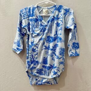 NWT Kate Quinn Blue Jungle Bamboo Kimono Long Sleeve Bodysuit